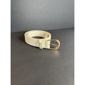 Beige Synthetic Leather Belt Gold Buckle Medium M (8-10) 38” Total Length